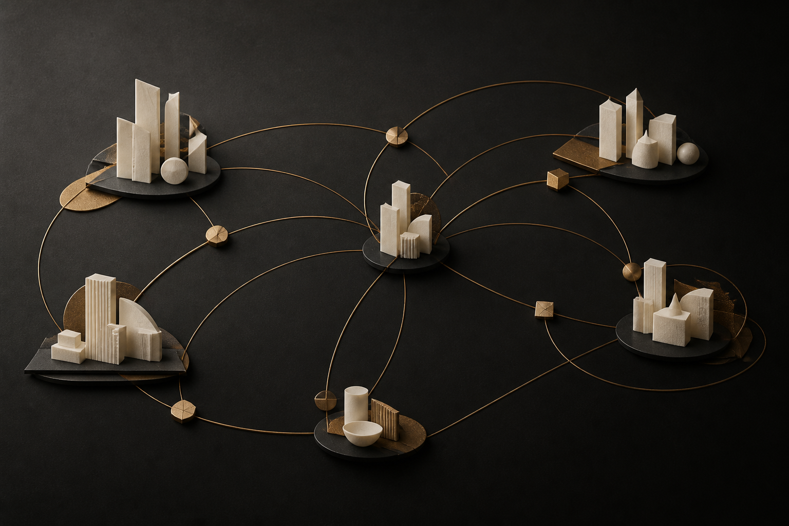 Abstract regional clusters connected by a coordinated global network